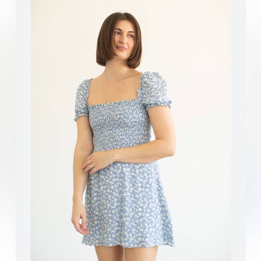 Reformation Orangerie mini dress in Azzurro (blue floral)